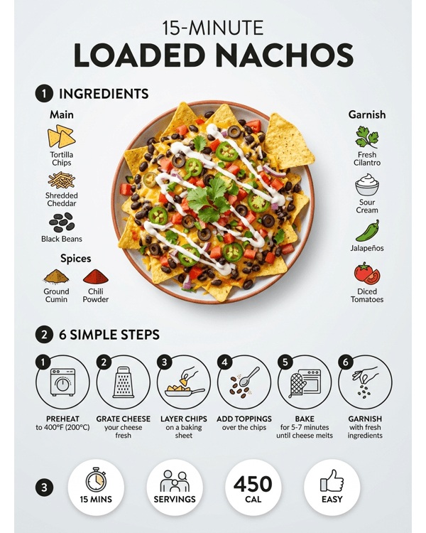 A platter of loaded vegetable nachos with melted cheese and jalapeños A platter of loaded vegetable nachos with melted cheese and jalapeños