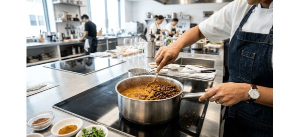 Final plated Mangalorean Style Kala Chana on a modern kitchen counter Final plated Mangalorean Style Kala Chana on a modern kitchen counter