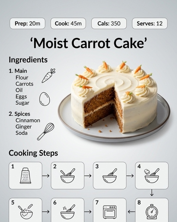 A thick slice of moist carrot cake with cream cheese frosting on a white plate A thick slice of moist carrot cake with cream cheese frosting on a white plate