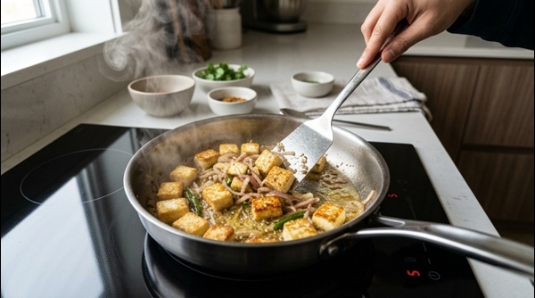 The final pot of Paneer Biryani being opened to reveal steaming layers of rice