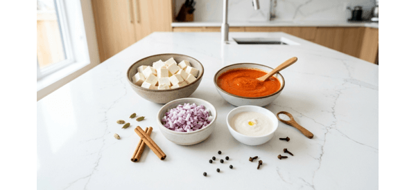 Preparing the cashew paste and tomato puree for Paneer Lababdar Preparing the cashew paste and tomato puree for Paneer Lababdar