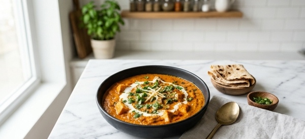 A beautiful bowl of creamy Paneer Lababdar garnished with fresh cream and ginger juliennes A beautiful bowl of creamy Paneer Lababdar garnished with fresh cream and ginger juliennes
