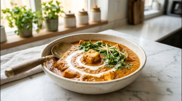 Creamy Paneer Lababdar served in a modern bowl with cream swirls and fresh coriander