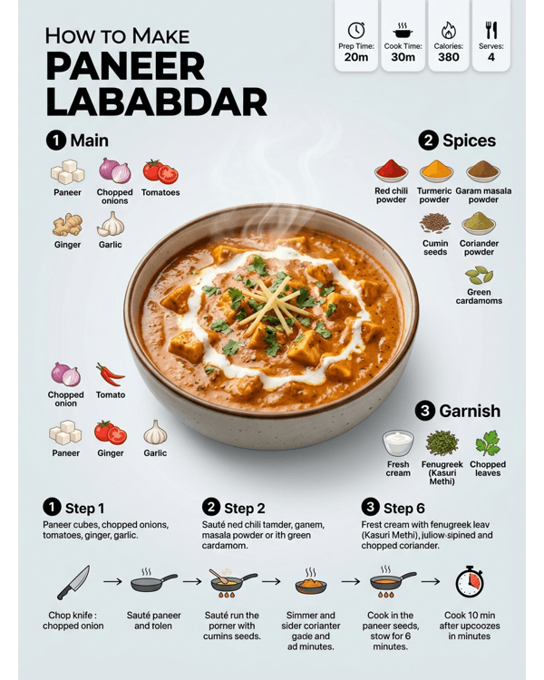 Creamy Paneer Lababdar served in a white ceramic bowl garnished with fresh coriander