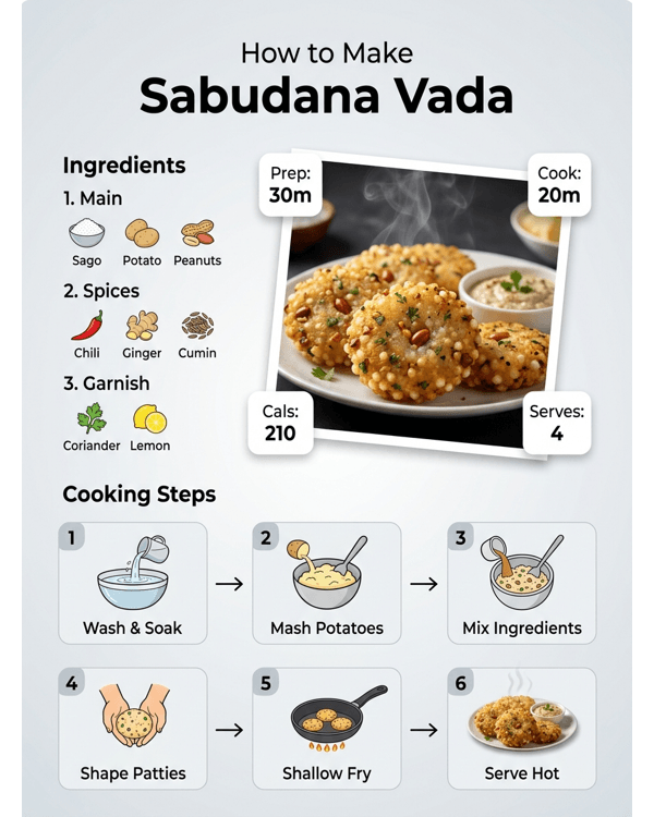 Crispy golden brown shallow fried Sabudana Vada served on a modern white plate Crispy golden brown shallow fried Sabudana Vada served on a modern white plate