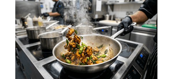 The finished Andhra Style Chicken Chilli plated elegantly with lemon wedges and herbs The finished Andhra Style Chicken Chilli plated elegantly with lemon wedges and herbs