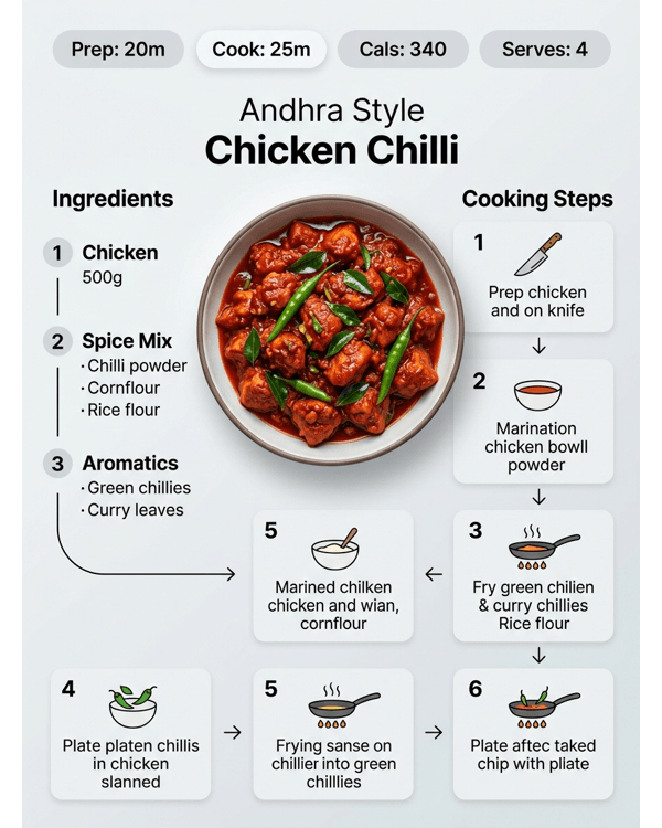 A platter of fiery Andhra Style Chicken Chilli garnished with curry leaves and green chillies A platter of fiery Andhra Style Chicken Chilli garnished with curry leaves and green chillies