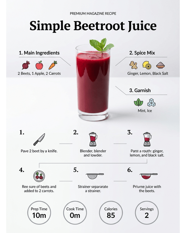 A tall glass of vibrant red beetroot juice on a modern marble countertop with fresh mint garnish A tall glass of vibrant red beetroot juice on a modern marble countertop with fresh mint garnish