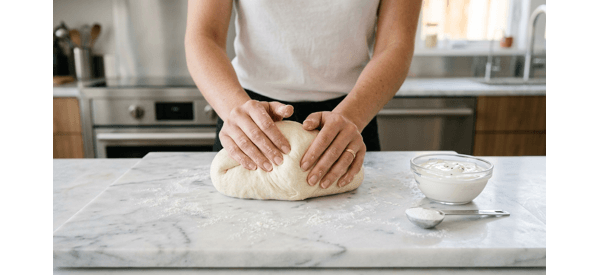 Kneading the soft flour dough for restaurant style butter naan Kneading the soft flour dough for restaurant style butter naan