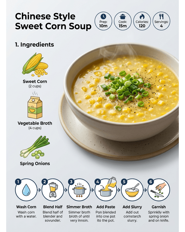 A steaming bowl of creamy Chinese style sweet corn soup with green onion garnish A steaming bowl of creamy Chinese style sweet corn soup with green onion garnish