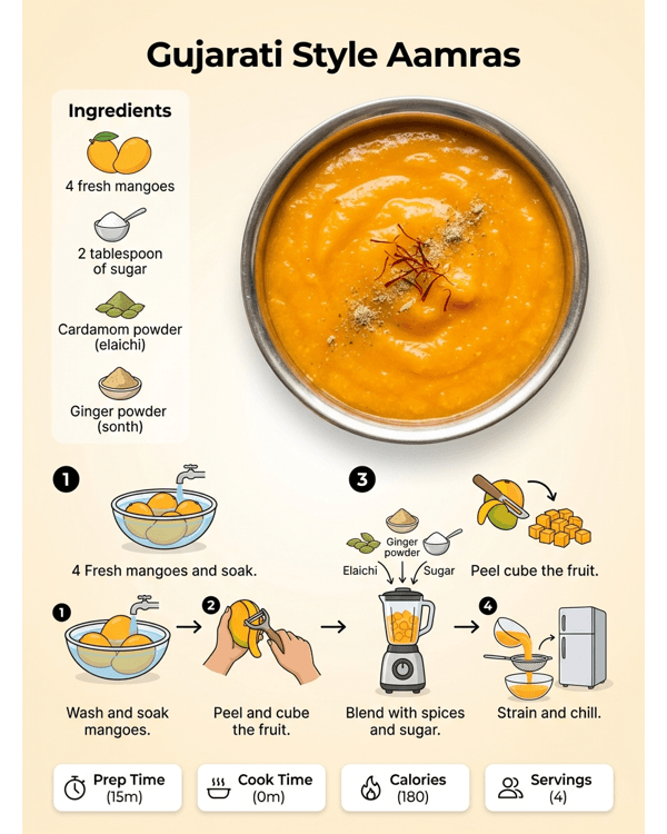 A bowl of thick golden Aamras garnished with saffron and nuts A bowl of thick golden Aamras garnished with saffron and nuts