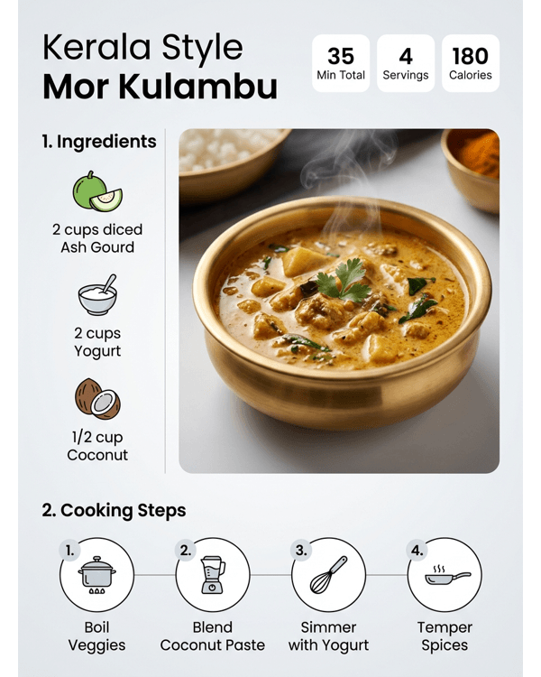 Authentic Kerala Style Mor Kulambu served in a traditional bowl with steam