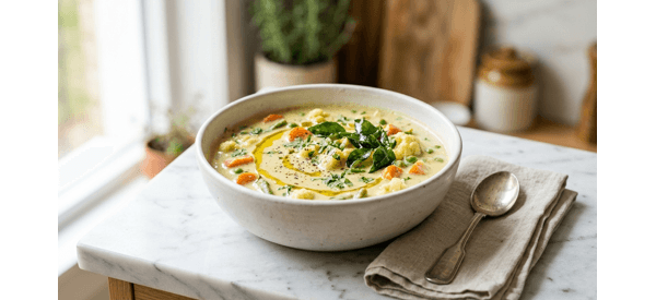 A vibrant bowl of Kerala style vegetable kurma garnished with curry leaves A vibrant bowl of Kerala style vegetable kurma garnished with curry leaves
