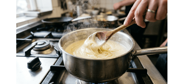 Golden brown baked mac and cheese in a white ceramic dish with melting cheese bubbles Golden brown baked mac and cheese in a white ceramic dish with melting cheese bubbles