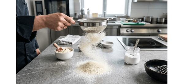 Glossy stiff peaks of aquafaba meringue in a modern glass bowl Glossy stiff peaks of aquafaba meringue in a modern glass bowl