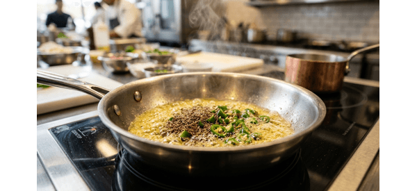 A modern bowl of yellow dal with a bright red chili oil swirl and coriander garnish A modern bowl of yellow dal with a bright red chili oil swirl and coriander garnish