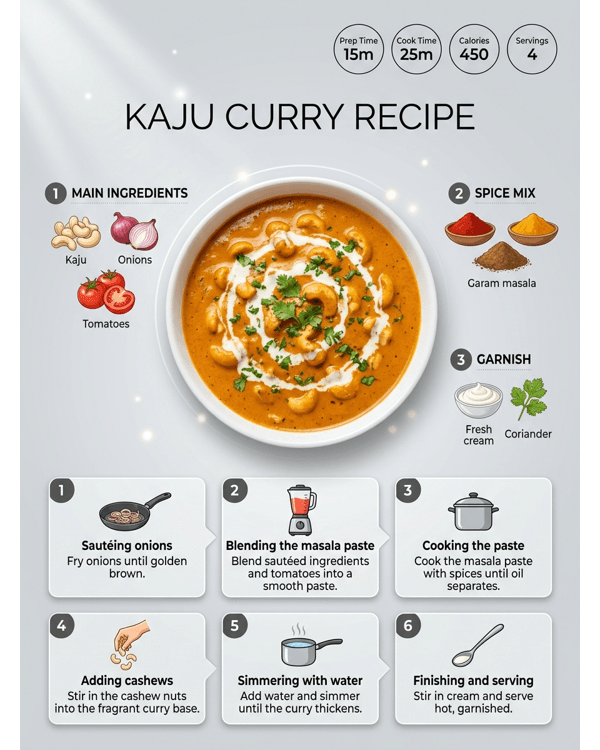 Rich and creamy Mughlai style Kaju Curry served in a white bowl Rich and creamy Mughlai style Kaju Curry served in a white bowl