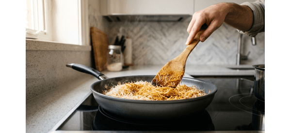 A steaming bowl of sweet sevai topped with golden fried cashews
