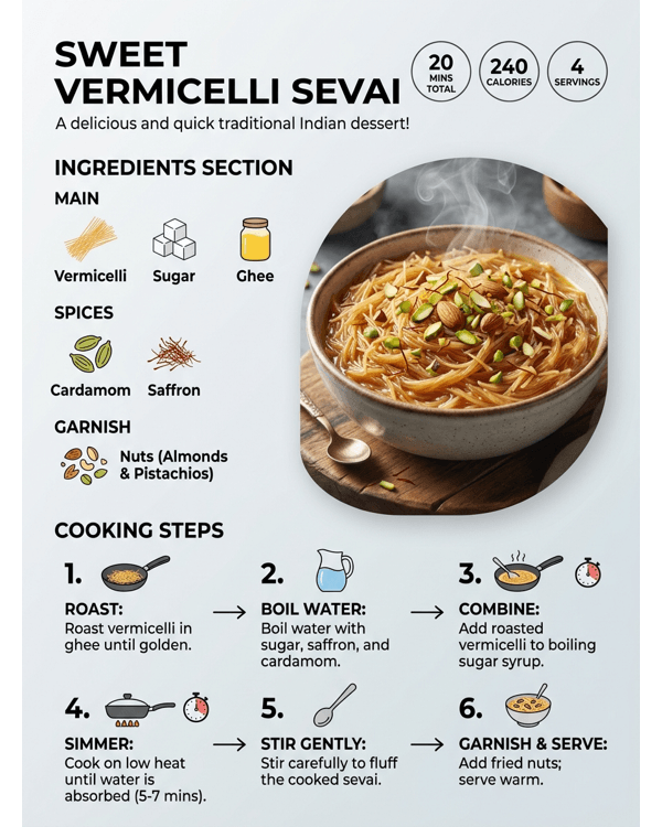 A beautiful bowl of sweet golden vermicelli garnished with silver leaf and toasted nuts