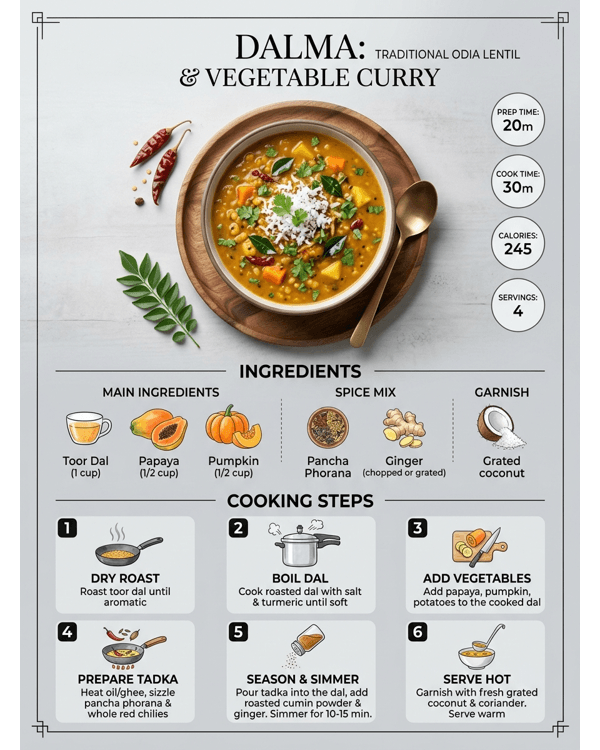 A steaming bowl of traditional Odia Dalma garnished with grated coconut and roasted cumin powder A steaming bowl of traditional Odia Dalma garnished with grated coconut and roasted cumin powder