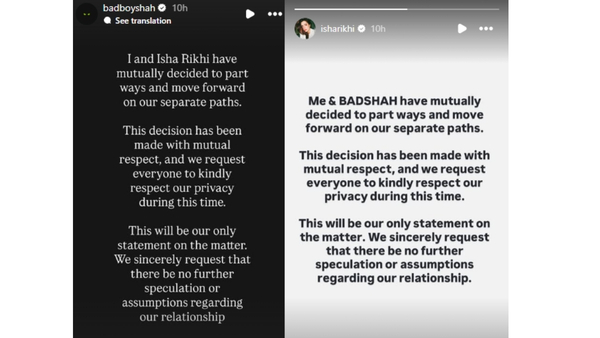 Badshah-and-Isha-Rikhi-divorce-statement