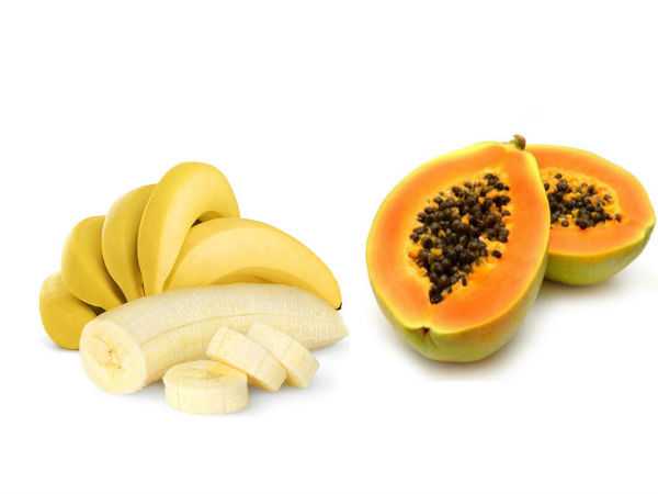 1. ಬಾಳೆ ಹಣ್ಣು ಮತ್ತು ಪಪ್ಪಾಯಿಯ ಹೇರ್ ಪ್ಯಾಕ್