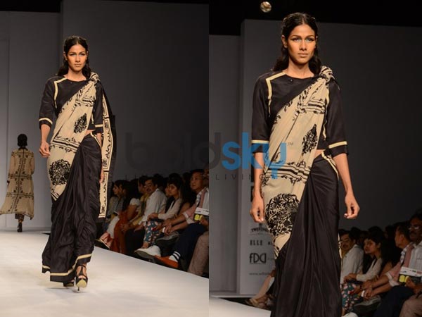 ಪ್ರಿಂಟ್ ಇರುವ ಬ್ಲ್ಯಾಕ್ ಸ್ಯಾರಿ