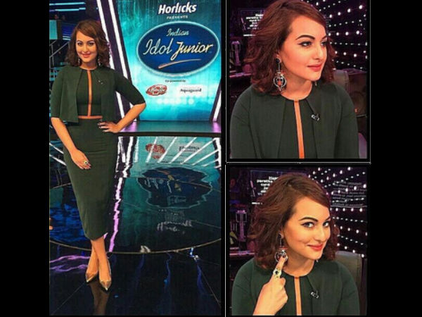 Sonakshi Sinha In Manish Malhotra Lehenga At Indian Idol Junior Sets