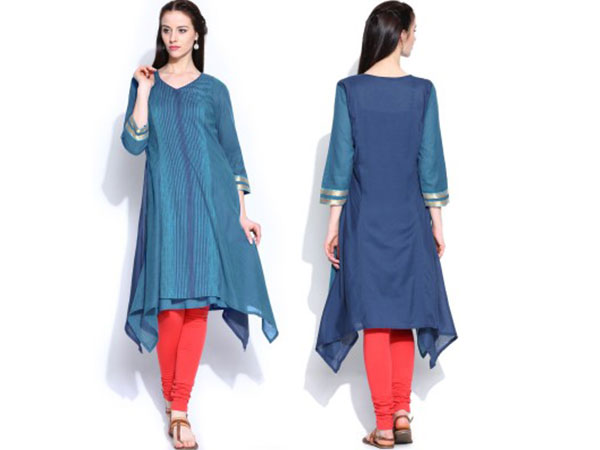  ನೀಲಿ ಬಣ್ಣದ ಅಸೆಮೆಟ್ರಿಕ್ ಕುರ್ತಾ