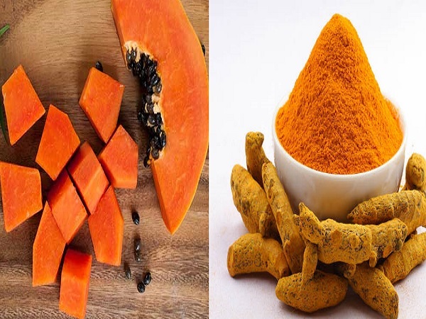 1. ಪ್ಪಪಾಯ+ಅರಿಶಿನ