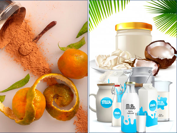  2. ಕಿತ್ತಳೆ ಸಿಪ್ಪೆಯ ಪುಡಿ ಹಾಲು, ತೆಂಗಿನಕಾಯಿ ಎಣ್ಣೆ