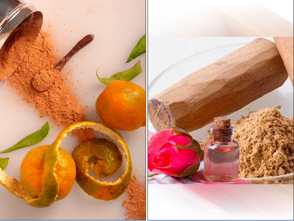 1. ಕಿತ್ತಳೆ ಸಿಪ್ಪೆಯ ಪುಡಿ, ಚಂದನ, ರೋಸ್‌ ವಾಟರ್