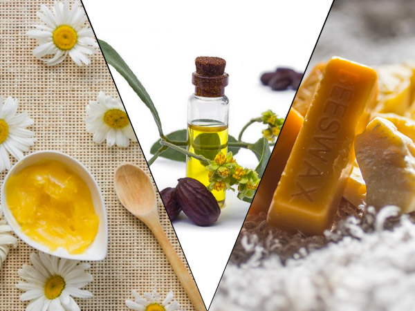 1. ಶೀಯಾ ಬಟರ್, ಜೊಜೊಬಾ ಎಣ್ಣೆ, ಜೇನಿನ ಮೇಣ