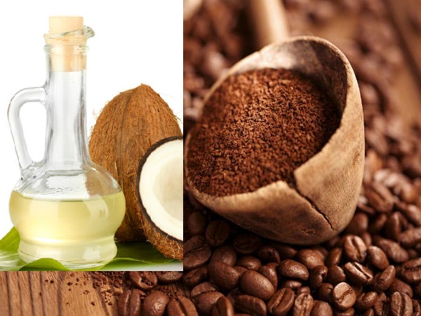 1. ಕಾಫಿ ಮತ್ತು ತಾಜಾ ತೆಂಗಿನ ಎಣ್ಣೆಯ ಸ್ಕ್ರಬ್