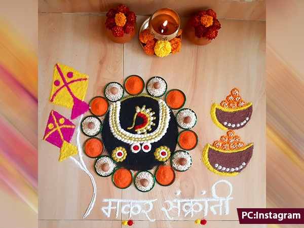 ಕಡ್ಲೆಪುರಿ-ಎಳ್ಳುಂಡೆ ರಂಗೋಲಿ