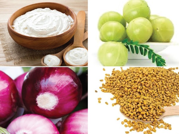 6. ಮೆಂತ್ಯ, ಈರುಳ್ಳಿ ರಸ, ನೆಲ್ಲಿಕಾಯಿ, ಮತ್ತು ಮೊಸರಿನ ಹೇರ್ ಮಾಸ್ಕ್‌: