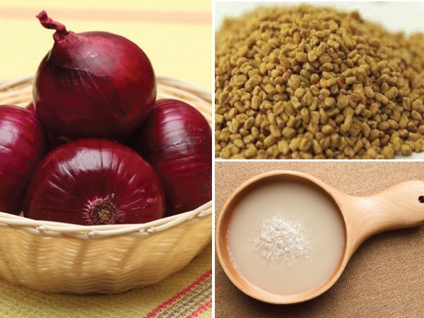 5. ಮೆಂತ್ಯ, ಈರುಳ್ಳಿ, ಮತ್ತು ಅಕ್ಕಿ ನೀರಿನ ಪೇಸ್ಟ್: