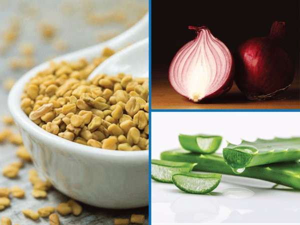 4. ಮೆಂತ್ಯ, ಈರುಳ್ಳಿ ಮತ್ತು ಅಲೋವೆರಾ ಜೆಲ್ ಮಾಸ್ಕ್: