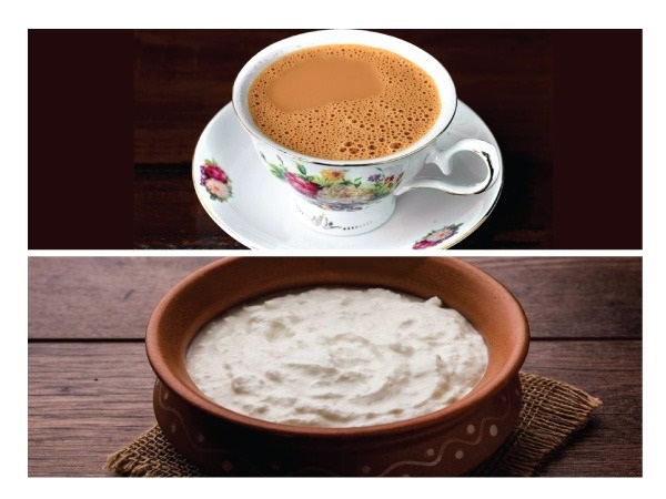 10. ಟೀ + ಮೊಸರು