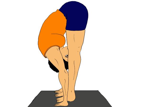 2. ಪಾದ ಹಸ್ತಾಸನ (ಮುಂದಕ್ಕೆ ಬಾಗುವುದು) 