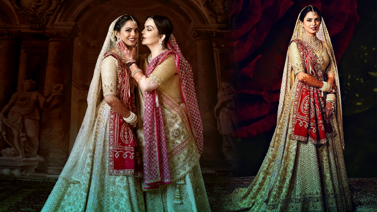 Isha Ambani Wore Rs 90 Crore worth Lehenga On Her Wedding Day; Know Specialties in Kannada Isha Ambani Wore Rs 90 Crore worth Lehenga On Her Wedding Day; Know Specialties in Kannada