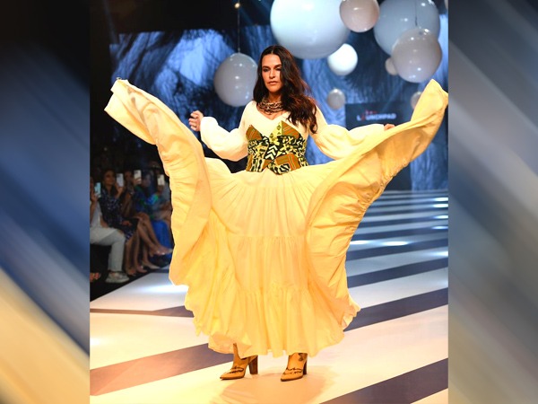 Lakme Fashion Week 2023 : Actres Neha Dhupia Ramp Walk In this Sizzling Dress