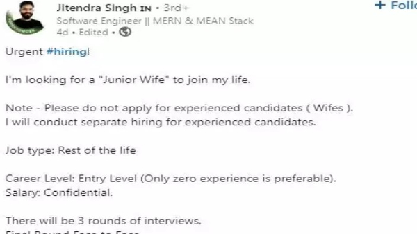 Software Engineer Posts Are Hiring Junior Wife In Linkedin Sparks Outrage