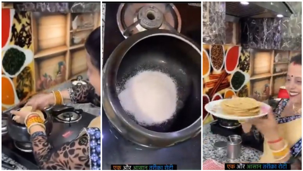 Woman Making Chapati In Pressure Cooker Got Backlash