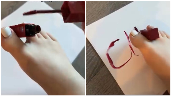 Woman Who Writes Her Name With Her Foot And Earns Thousands Of Rupees Woman Who Writes Her Name With Her Foot And Earns Thousands Of Rupees