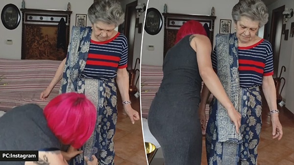 talian Grandma In Saree v