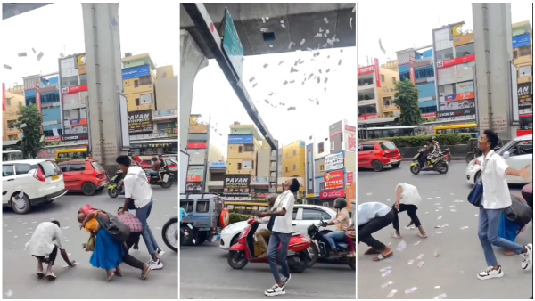 Instagram Influencer Throws Money On Busy Road