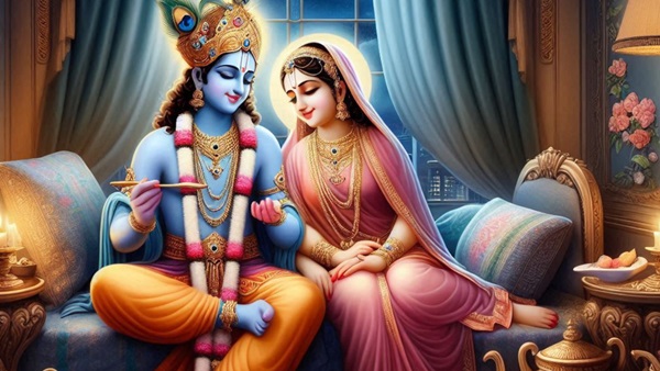 radha krishna photo in a bedroom