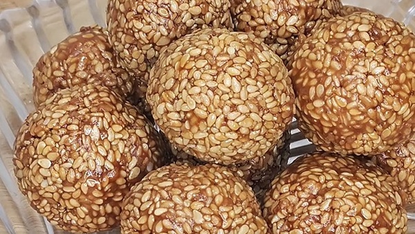 How To Make Sesame Ball Sweet Recipe At Home In Kannada
