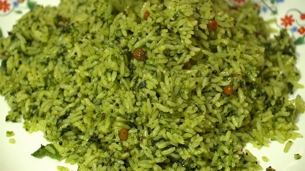 Breakfast Recipe How To Make Quick Coriander Rice Recipe In Kannada